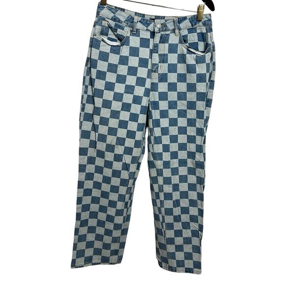 Women's Angel Kiss Checkered Straight Leg Jeans Sz 9 29" Blue Denim 27" Inseam - Picture 7 of 7